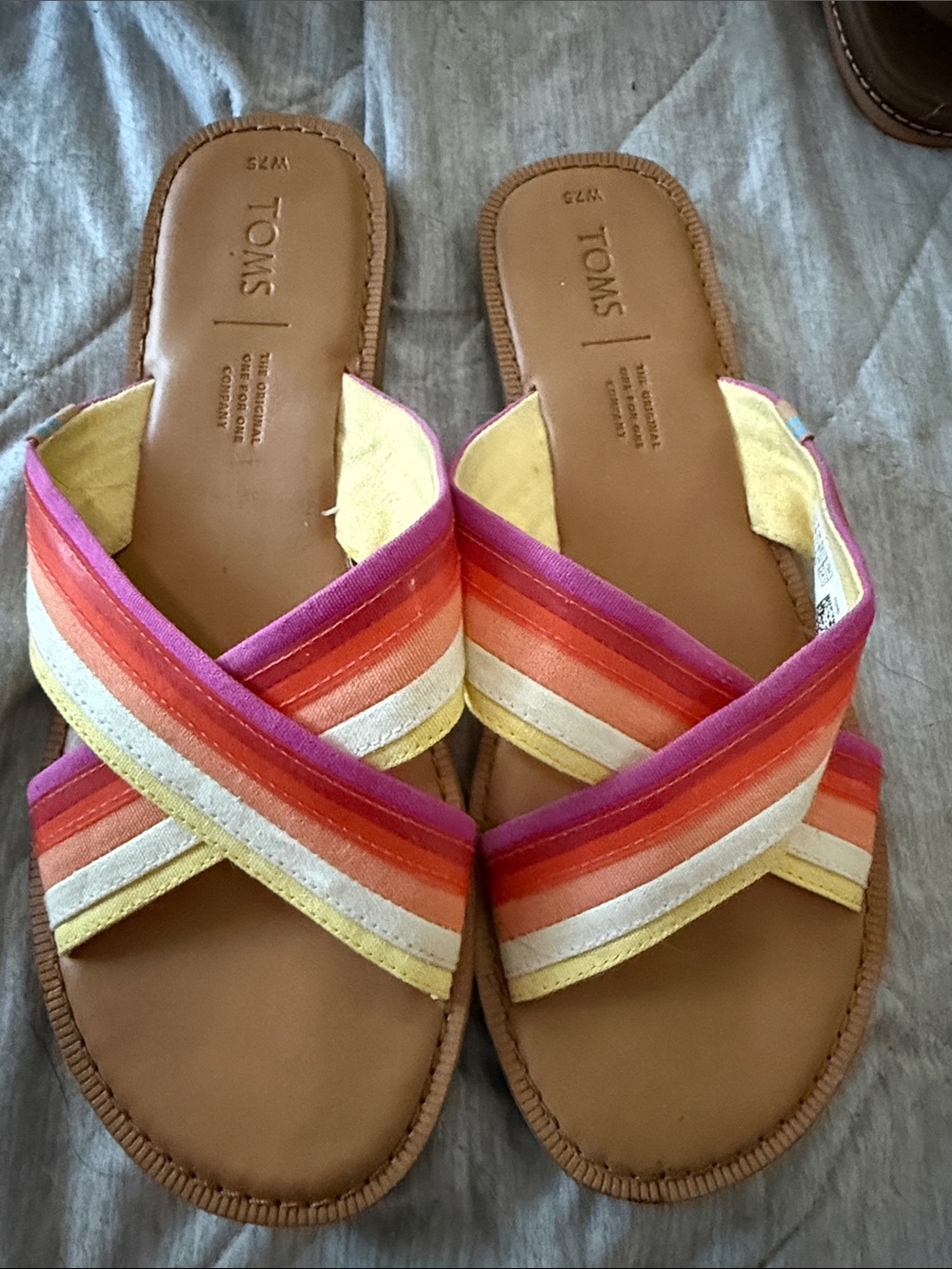 TOMS Women's Multicolor Stripe Crisscross Slide Sandals